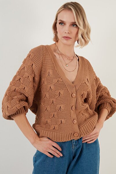 Lela V-Neck Buttoned Knitted Knitted Cardigan Women's Cardigan 6310007