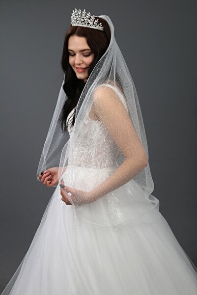 paris in paris طرحة فستان الزفاف طبقة واحدة لامعة طول 1 متر مع مشط طرحة زفاف ...