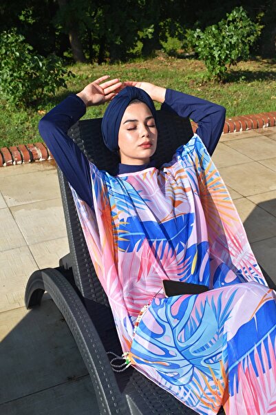 Marina Kimono Kaftan cu model de frunze Pareo pe costum de baie hijab P2109