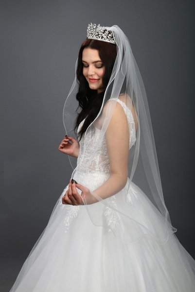 paris in paris Wedding Dress Veil-Wedding Veil Single Layer 1 Meter Long with Comb White 1stQuality Silk Tulle