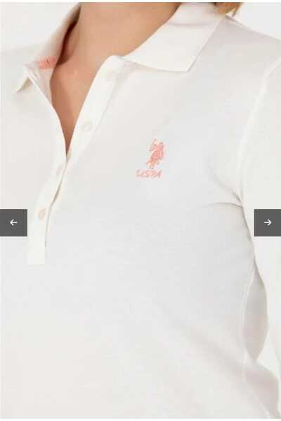 U.S. Polo Assn. U.S POLO ASSN.-Women's Ecru Basic Polo Collar Sweatshirt