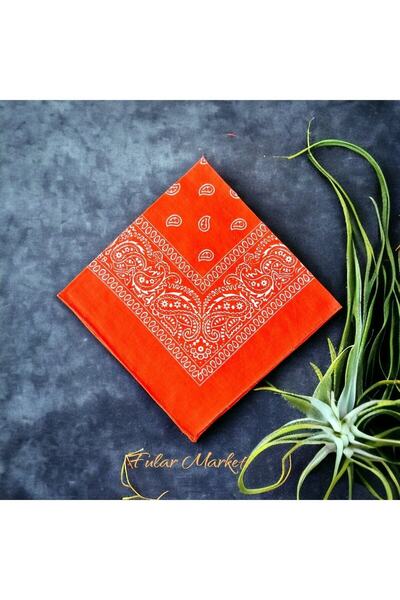 BANDANA MARKETİ Add 4 to Cart Pay 3 Campaign 100% Cotton Orange Ethnic Pattern Bandana
