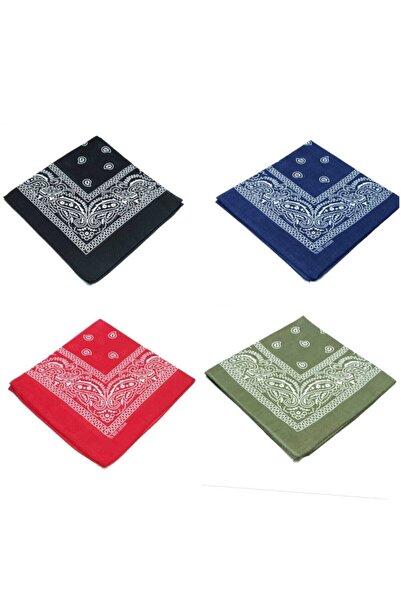 Fular Marketi Унисекс 4-компонентна памучна бандана с етнически мотиви - черн...