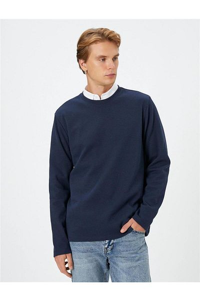 Koton 4wam70188mk 716 Marineblauer Jersey-Pullover für Herren