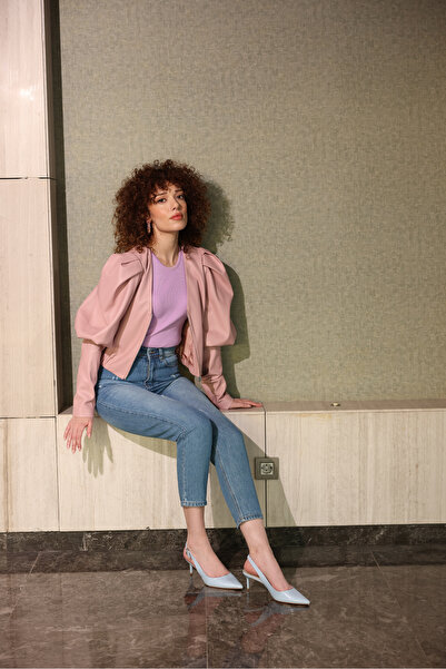 Oilemaperla Pembe Prenses Kol Deri Ceket