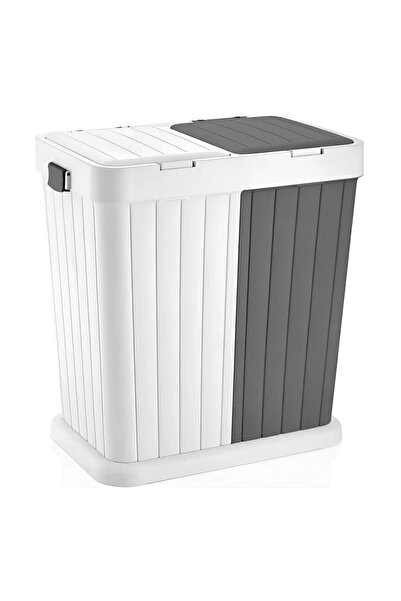 Pazarika 2 Li Dokunmatik Açılır Çöp Kovası & Kirli Sepeti 40+40 Lt Antrasit B...