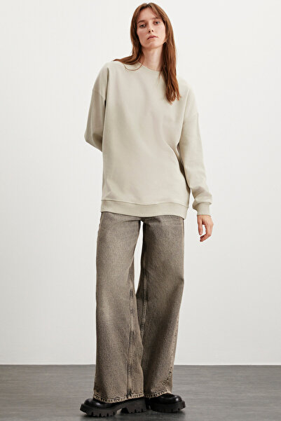 GRIMELANGE Dámská mikina Allys Crew Neck Oversize Basic Stone Color