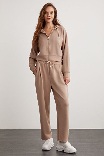 GRIMELANGE Jill Дамски спокоен суичър с удобна кройка и качулка с цип от висококачествен плат