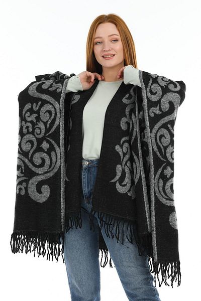 SUVE GOLD Winter Tasseled Double Sided Poncho