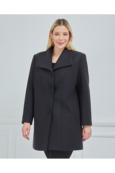 Fagi Γυναικείο παλτό με μαύρο γιακά με μαντήλι μεγάλου μεγέθους