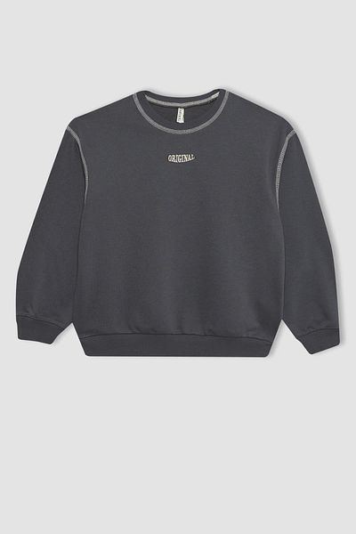 DeFacto Girl's Oversize Wide Fit Crew Neck Printed Sweatshirt C0103A824Sp