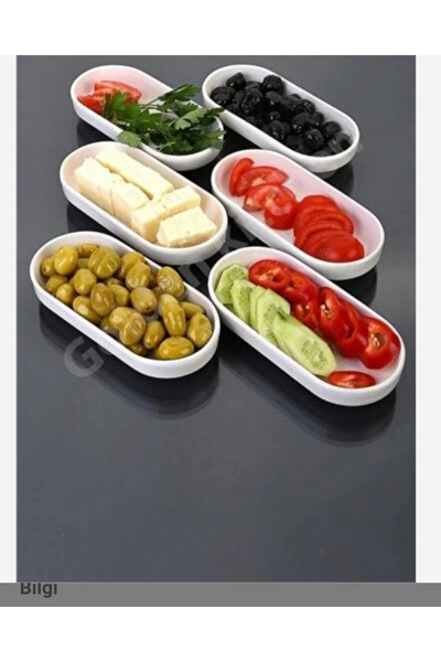 KESEN ZÜCCACİYE Bianco Perla 6-Piece Porcelain Oval Presentation Bowl
