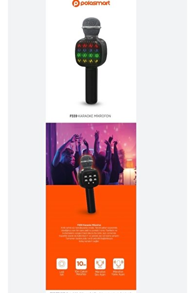 Polosmart Fs59 Karaoke Bluetooth Aux Usb Sd Kart Girişli Mikrofon Siyah