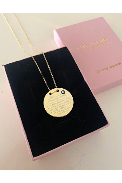 emy by emel luxury silver jewelry Altın Kaplama Ayetel Kürsi Kolye 925 Ayar Gümüş