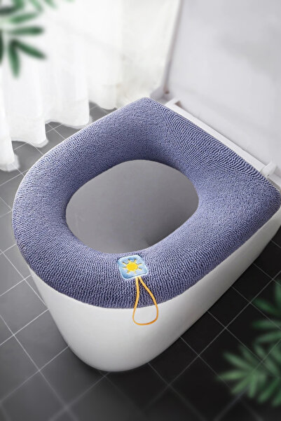 Emmaisie Yumuşak Dokulu Esnek Yıkanılabilir Klozet Kapağı Kılıfı Klozet Kapağı Örtüsü - Karolina Mavisi