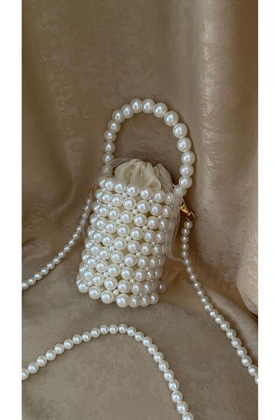SAMSA Pearl Cylinder Bag Bead bag bag with pearls