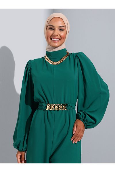 Refka Βραδινό φόρεμα με λεπτομέρεια ζώνης - Emerald Green -
