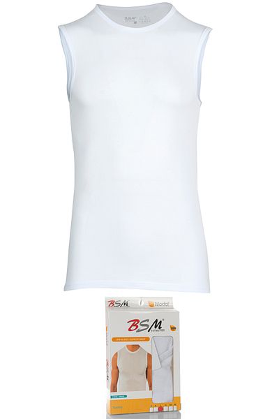 BSM White Modal Undershirt - Men's, Zero Collar, Bottoming Shirt 40603