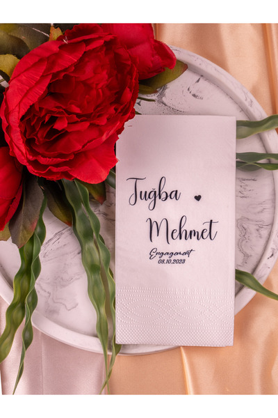 Rima Tasarım Baskılı Söz Düğün Nişan Peçetesi 20 Adet