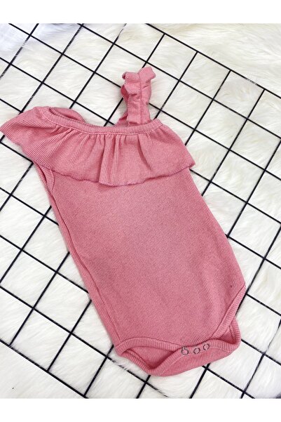 ŞAPKAKİDS RİBANA PEMBE TEK KOL ASKILI ÇITÇITLI BODY