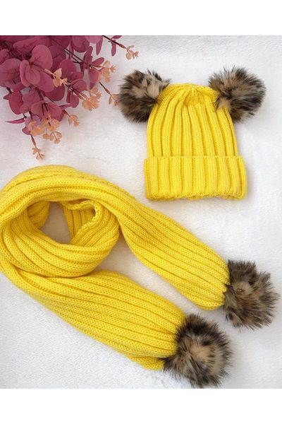ŞAPKAKİDS Knitwear Scarf Beret Set