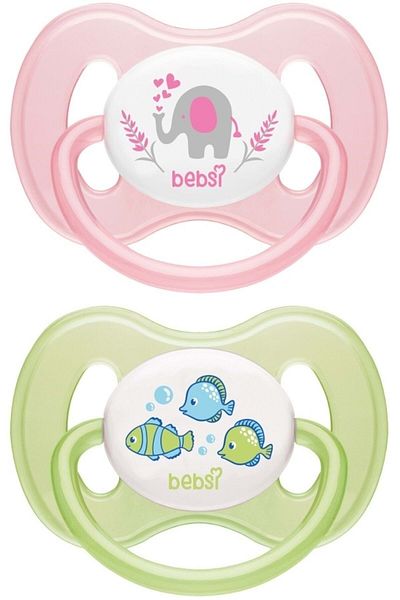 Bebsi Pacifier Orthodontic Palate Butterfly No:1 Pink-green (2 Pieces Pack) Fırsat Pk