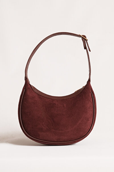 Çantacımstore Women's Suede Baguette Bag Claret Red310124