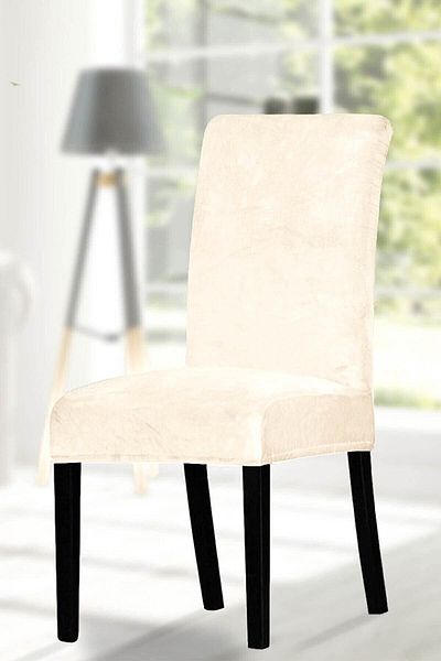 Buem Velvet Lycra Κάλυμμα Καρέκλας Κάλυμμα Καρέκλας 1 Τεμάχιο (ΧΡΩΜΑ ΚΡΕΜ)