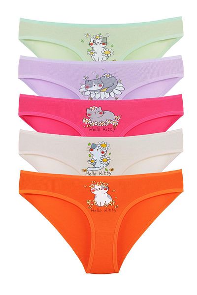 Sensu Girl's Cotton Panties Set of 5 - Kids2600