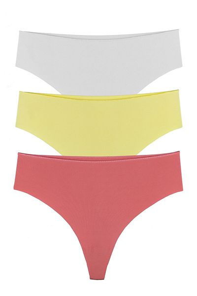 Sensu Women's Thong Laser Cut 3-Piece Panties Set - Kts2051
