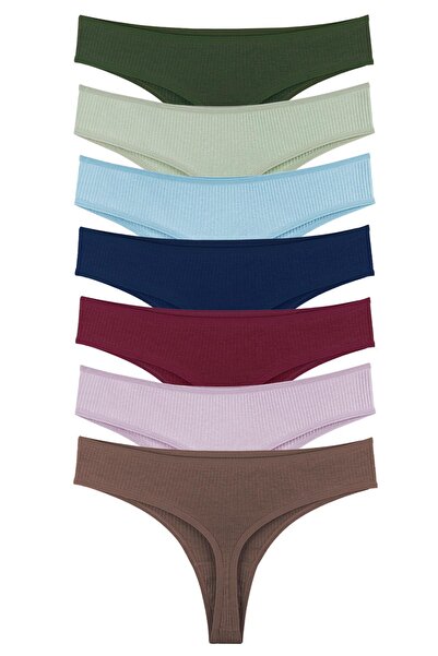 Sensu Női bordás brazil tanga 7 csomagos készlet