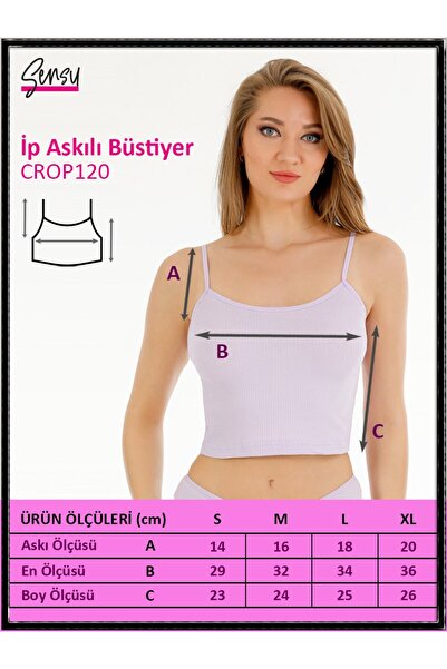 Sensu Kadın Fitilli Kumaş İp Askılı Crop Büstiyer - CROP120