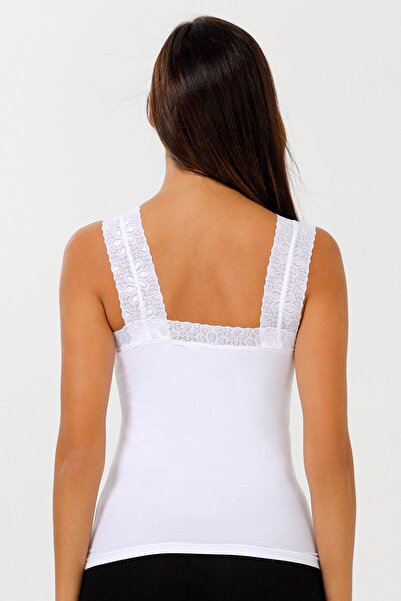 Sensu Kadın Yaka Ve Askı Dantelli Pamuklu Atlet