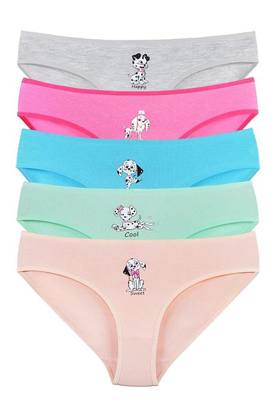 Sensu Girl's Cotton Panties Set of 5 - Kids2400