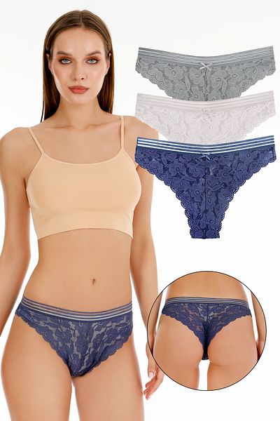 Sensu Γυναικείο Σετ Σλιπ 3 τεμαχίων Full Lace