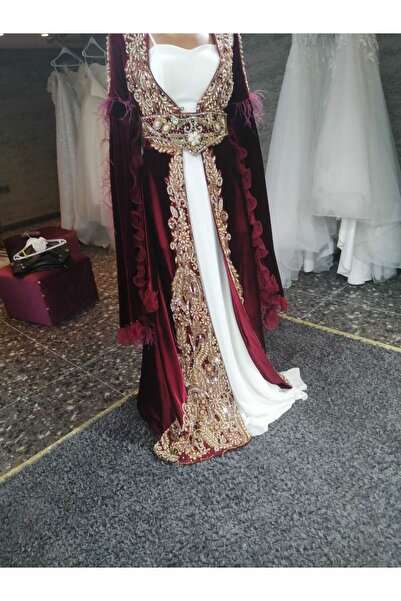 madamebrade KINA KAFTANI KADİFE TAŞLI BİNDALLI