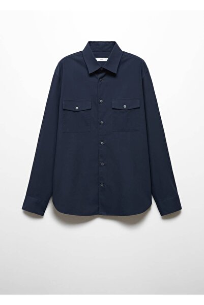 MANGO Man Βαμβακερό πουκάμισο μπουφάν με τσέπες στο στήθος