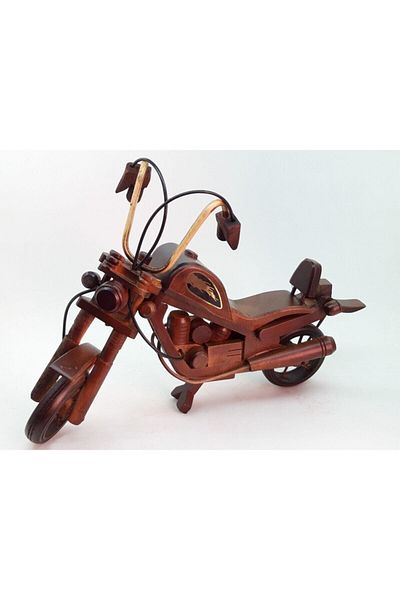 NETİCE ÖYLEK Trenddunyasi Wooden Handmade Mini Size Decorative Table Top Motorcycle Make