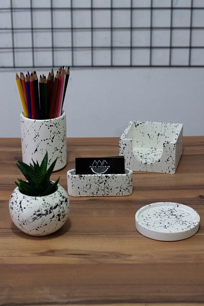 PAYATASARIM CONCRETE OFFICE SET PEN HOLDER POT POT NOTEBOOK HOLDER BUSINESS CARD HOLDER CUP HOLDER CACTUS