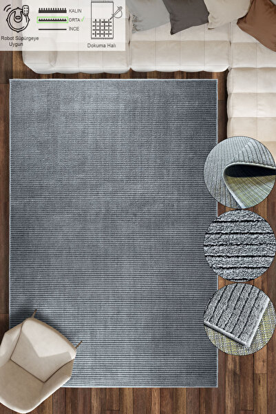 Caretta Home Sunlıfe Saçaksız Yumuşak Dokuma Pamuk Jüt Salon Oturma Odası Mut...