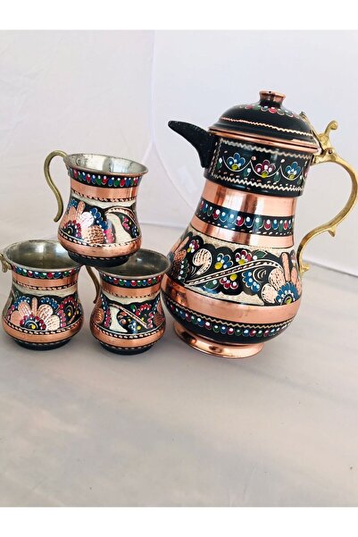 Zinnun Bakır Mine Işlemeli Sürahi Ve Maşrapa Takımı