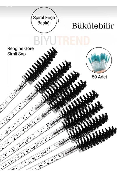 KİRPİKÇİSHOP فرشاة مكياج فضي 50 قطعة لون أسود