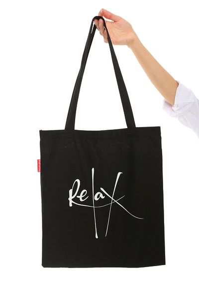 Baghashtag Relax Black Cloth Bag Printed