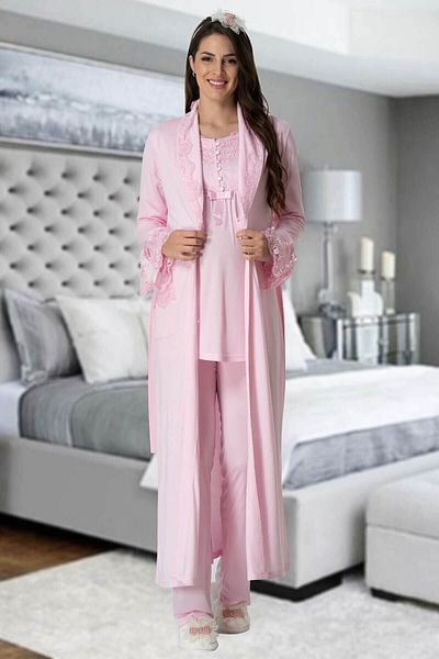 Mecit Pijama Ροζ Σετ Μητρότητας 4 τεμαχίων