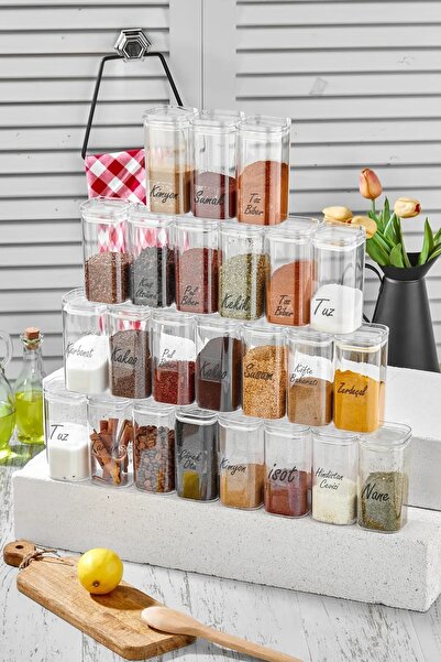 ŞAKİLATA CONCEPT حاوية تخزين أكريليك سعة 300 مل مكونة من 24 قطعة مع ملصقات - ...