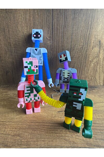scntoys Minecraft Figürleri 4 Karakter Ayakları Kolları Uzayabilen IŞIKLI OYU...