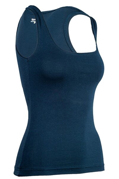 BSM Women's Navy Blue Modal Cotton Soft Breathable Thick Strap Tank Top