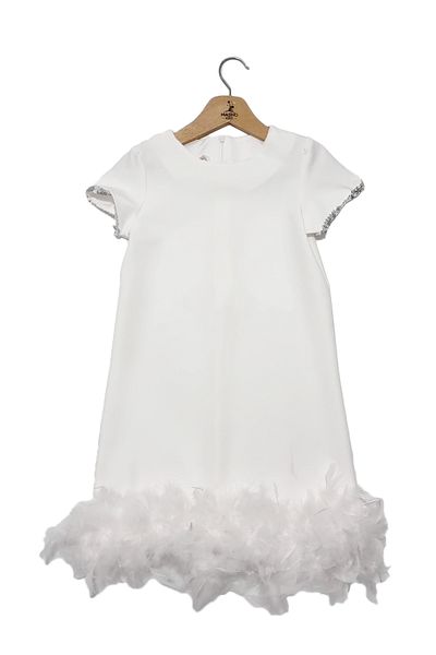 Mashotrend Feathered Hemline Evening Dress - Girls' Dress - Girls' Evening Dress - Kids' Evening Dress