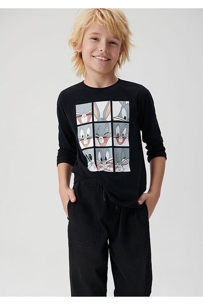 Mavi Bugs Bunny Printed Black T-Shirt Regular Fit / Normal Cut 6610138-900