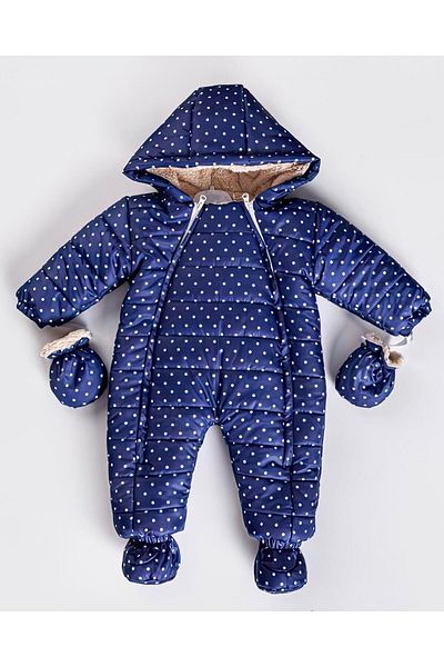 MİNİKO KİDS BABY GIRL DOT WITH FUR INSIDE DOUBLE ZIPPER WITH BOOTIES GLOVES ASTRONAUT COAT JUMPSUIT